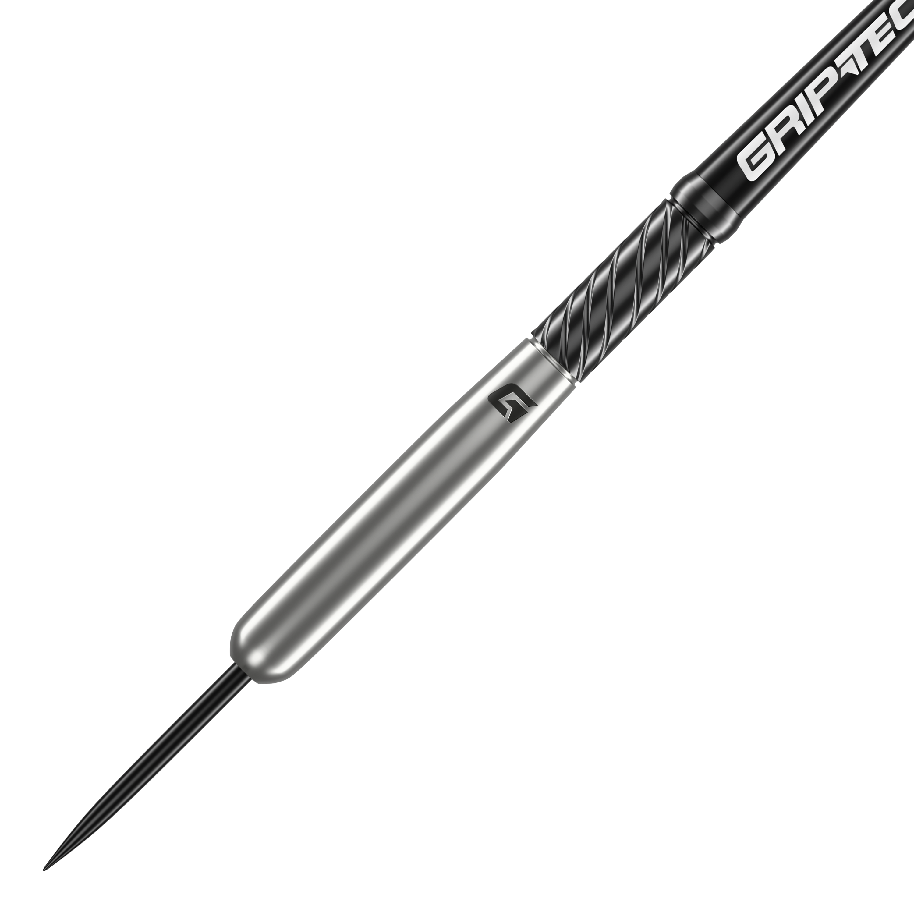 GOAT Homerun Baseball Tungsten Steel Darts Das Bild zeigt den GOAT Homerun Baseball Tungsten Steeldart. Der Dartpfeil hat ein schlankes, silbernes Design mit schwarzem Griffbereich und der Aufschrift "GRIPTEC".