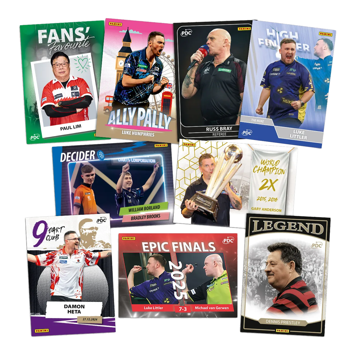 Panini PDC World Championship 2026 Trading Cards - Collectors Box Das Bild zeigt die Panini PDC World Championship 2026 Trading Cards - Collectors Box. Es handelt sich um Sammelkarten zur Dart-Weltmeisterschaft.