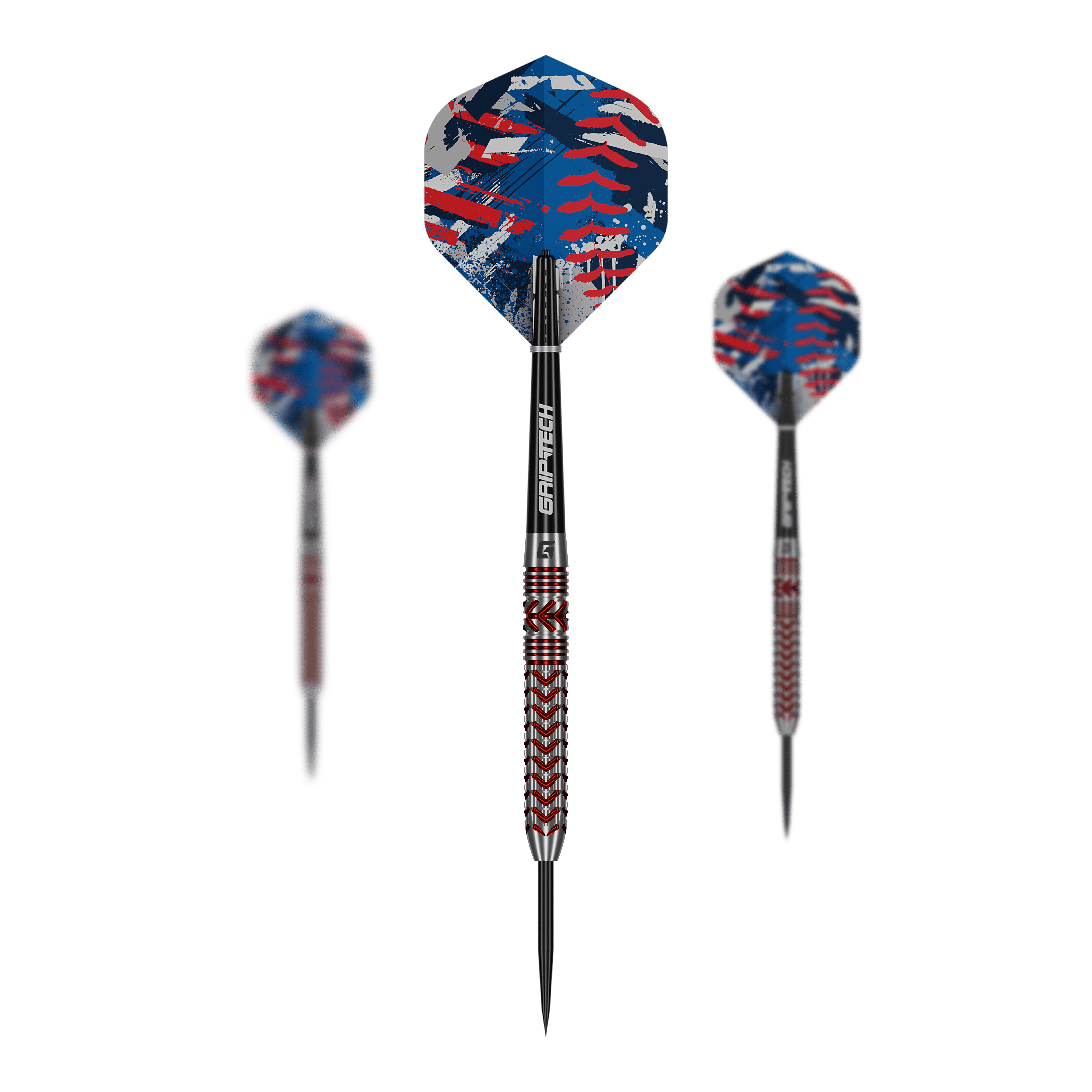 Das Bild zeigt die GOAT Curveball Steeldarts. Drei Steeldarts sind nebeneinander dargestellt.