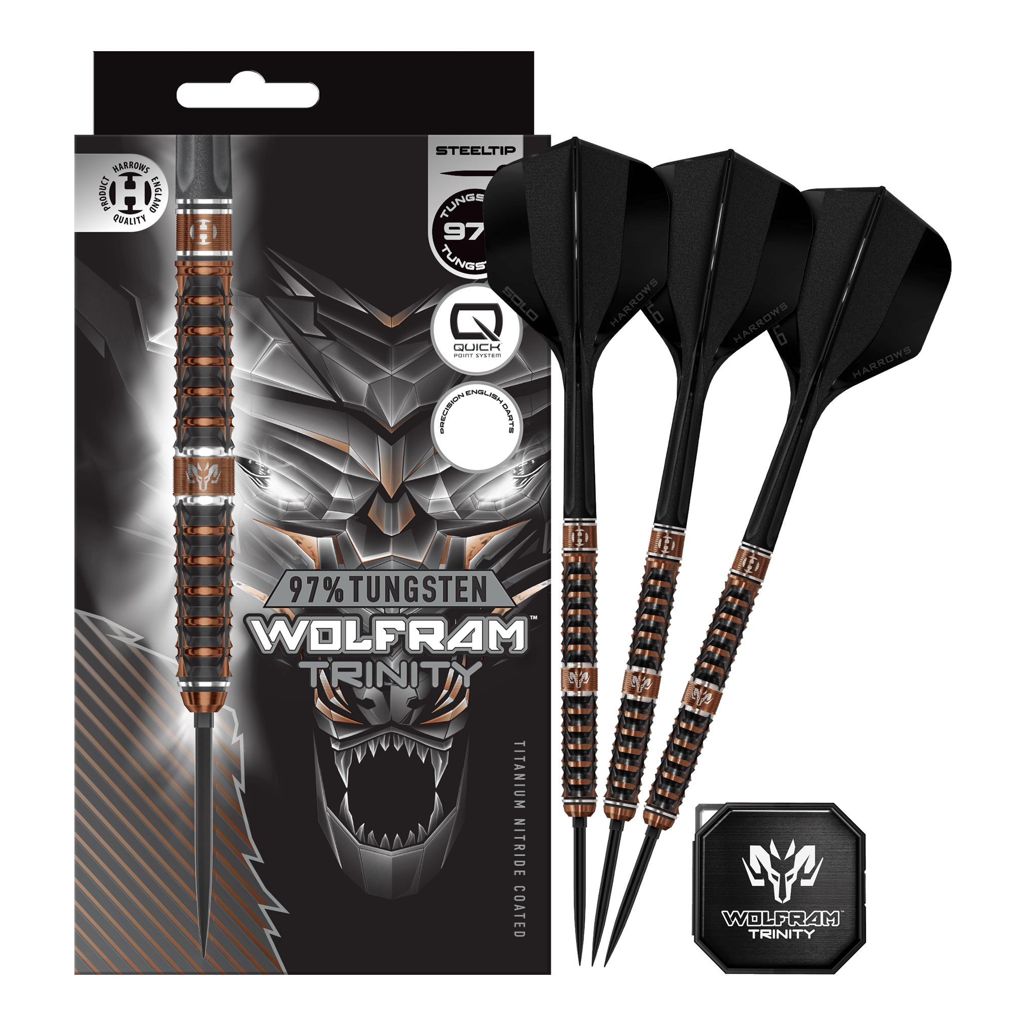 Harrows Tungsten Trinity Quick Point Steel Darts Hier sieht man die Harrows Wolfram Trinity Quick Point Steeldarts in voller Ansicht. Die Steeldarts zeichnen sich durch innovative Technik aus.