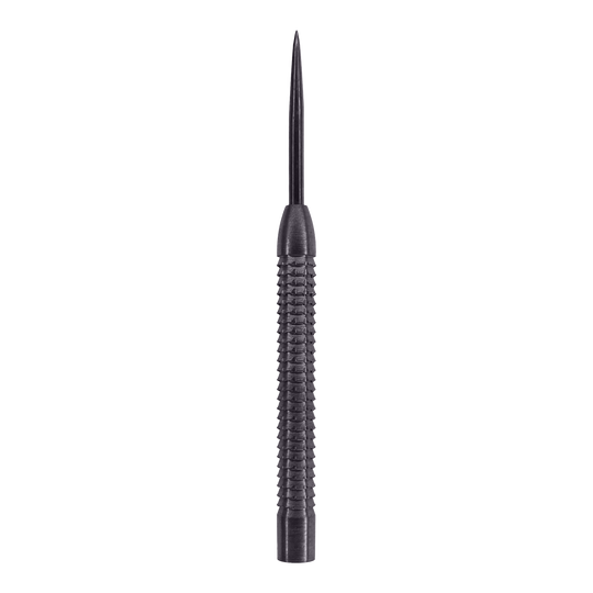 McDart Phantom steel dart barrels Das Bild zeigt einen McDart Phantom Steeldart-Barrel. Der Barrel ist schwarz und hat eine geriffelte Oberfläche für besseren Halt.