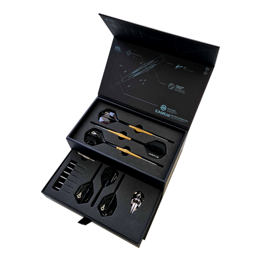 Caliburn Starships Series Sunspear Steel Darts - 19g Abgebildet ist Caliburn Starships Series Sunspear Steeldarts - 19g. Das Produkt zeigt einen Satz hochwertiger Steeldarts.