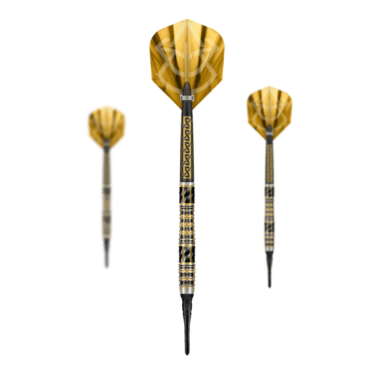 Shot Alchemy Auro Softdarts - 20g Abgebildet sind die Shot Alchemy Auro Softdarts mit 20g Gewicht. Der Fokus liegt auf dem Design und der Verarbeitung der Softdarts.