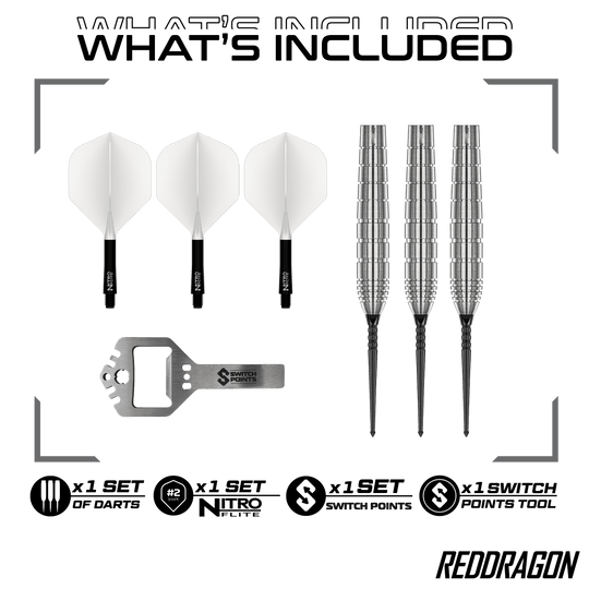 Red Dragon Luke Humphries TX1 Pioneer Switch Point Steel Darts Zu sehen sind die Red Dragon Luke Humphries TX1 Pioneer Switch Point Steeldarts. Das Produkt eignet sich für professionelle Dartspieler.