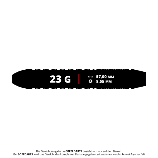 Das Bild zeigt die Bullet Toxic Brass Steeldarts - 23g. Diese Darts bestehen aus Messing und wiegen jeweils 23 Gramm.