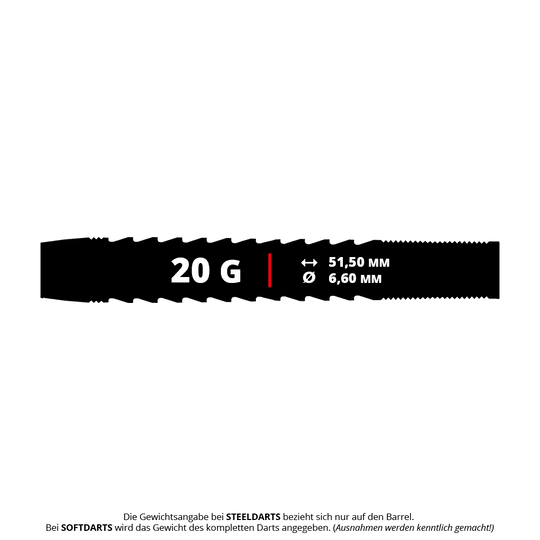 Bullet Hydra Softdarts - 20g Bullet Hydra Softdarts - 20g Darts liegen nebeneinander. Das Bild zeigt die Form und das Design der Softdarts.
