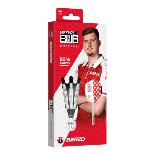Beazd Niko Springer soft darts - 22g Beazd Niko Springer Softdarts – 22g sind im Set abgebildet. Die Darts haben ein auffälliges Design.