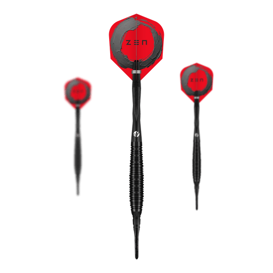 Shot ZEN Bomber soft darts - 20g Das Bild zeigt das Set der Shot ZEN Bomber Softdarts - 20g. Es handelt sich um hochwertige Softdarts für den professionellen Einsatz.