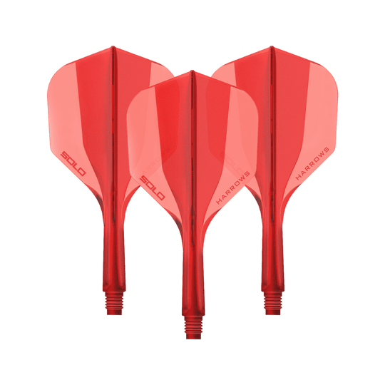 Ein Harrows Solo No6 Flight Shaft System in Rot, 20mm lang. Das Bild zeigt ein Set Dart Shafts in kräftigem Rot.
