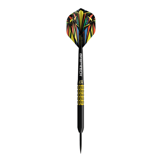 GOAT Athlete Yellow Tungsten Steel Darts Zu sehen ist ein gelber Tungsten-Steeldart. Die Bezeichnung im Dateinamen lautet 'GD7000770 GOAT Athlete Yellow Tungsten Steeldarts 1'.