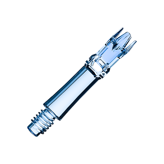 L-Style L-System Replacement Shafts - Clear Blue Zwei blaue transparente Ersatzshafts sind aufgereiht. Die Shafts liegen nebeneinander.