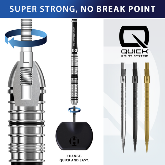 Harrows Quick Point Micro Ridge Dart Tips - Gold Zu sehen sind Harrows Quick Point Micro Ridge Dartspitzen in Schwarz. Sie bieten eine spezielle Riffelung für einen festen Halt im Dart.