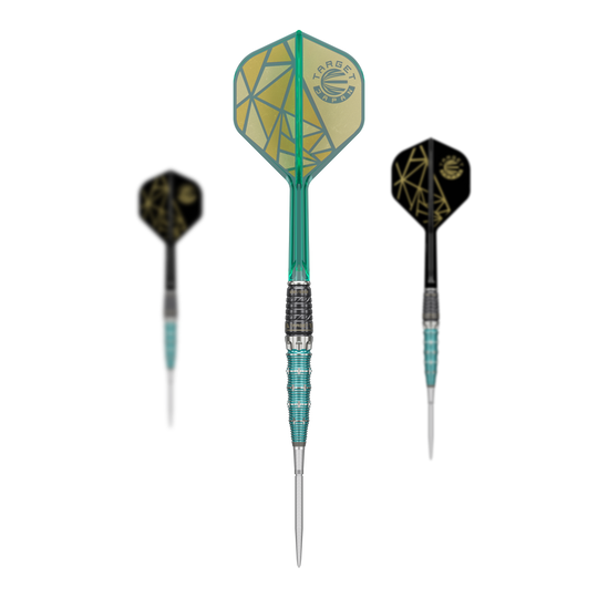 Target Japan The Rising Miracle Combination Limited Edition Swiss Point Steeldarts Das komplette Set Target Japan The Rising Miracle Combination Limited Edition Swiss Point Steeldarts ist zu sehen. Alle Teile sind angeordnet.