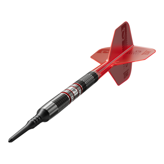 Target Gabriel Clemens 95K soft darts - 19g Dies ist ein Target Gabriel Clemens 95K Softdart mit einem Gewicht von 19g. Der Dartpfeil hat ein schwarzes Barrel mit roten und silbernen Akzenten sowie einen roten Flight.