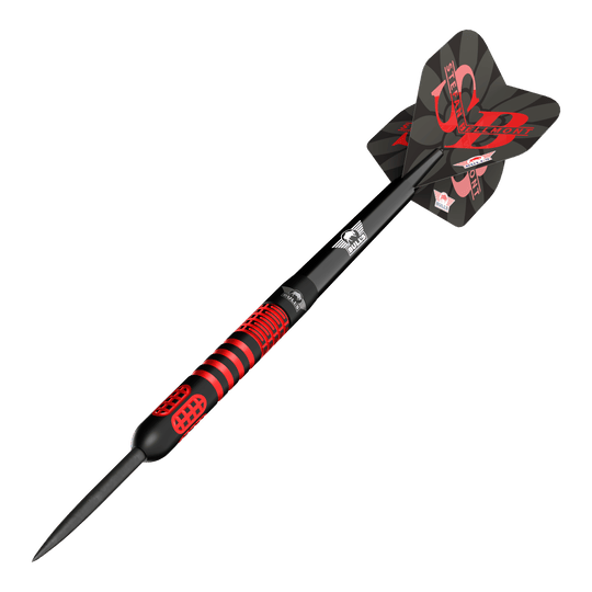 Bulls NL Stefan Bellmont 90 steel darts - 23g Hier sieht man die Bulls NL Stefan Bellmont 90 Steeldarts mit einem Gewicht von 23 Gramm. Sie eignen sich besonders für ambitionierte Steeldartspieler.