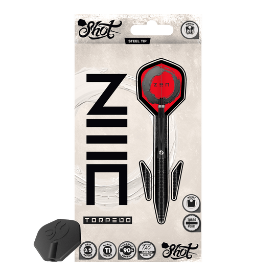 Shot ZEN Torpedo Turbo Point Steel Darts - 23g Shot ZEN Torpedo Turbo Point Steel Darts - 23g