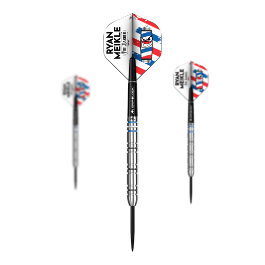 Mission Ryan Meikle The Barber Steeldarts - 23g Mission Ryan Meikle The Barber Steeldarts - 23g Set ist zu sehen. Das Produkt wird aus mehreren Perspektiven gezeigt.