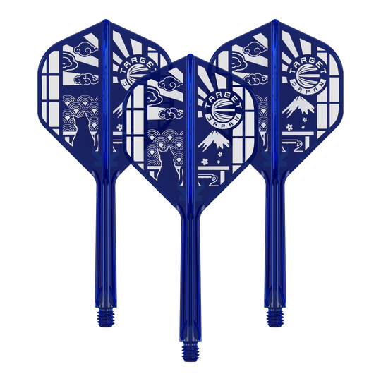 Target Japan K-Flex Blue Limited No2 Standard Flights Ein Set von Target Japan K-Flex Blue Limited No2 Flights 33mm wird dargestellt. Das Set zeigt blaue Dartflights.
