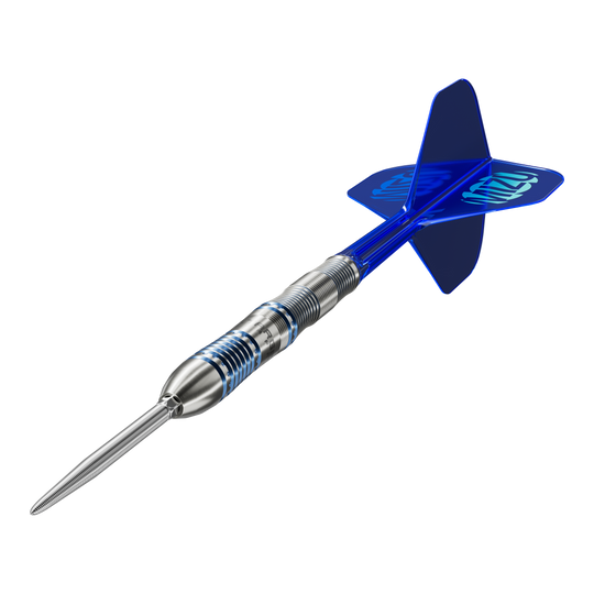 Die Abbildung zeigt die Target Japan Mizu Series 02 Swiss Point Steeldarts. Dies sind hochwertige Darts für Präzisionsspiel.