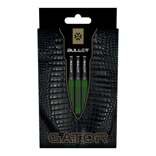 Abgebildet ist das Produkt Bullet Gator Brass Steeldarts - 22g. Diese Steeldarts sind speziell für Dartspieler entwickelt.