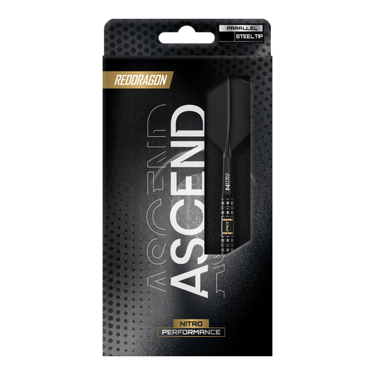 Red Dragon Ascend Parallel Steeldarts Dieses Bild zeigt die Red Dragon Ascend Parallel Steeldarts. Die Steeldarts haben ein modernes Design und sind für Präzision beim Dartspiel gemacht.