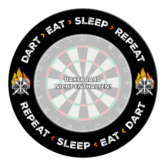 McDart Dartboard Surround - Dart Eat Sleep Repeat Auf dem Bild sieht man das Produkt MSF-I1_McDart_Dartboard_Surround_Dart_Eat_Sleep_Repeat_Schwarz_3. Es vermittelt einen Eindruck vom Aussehen des Produkts.