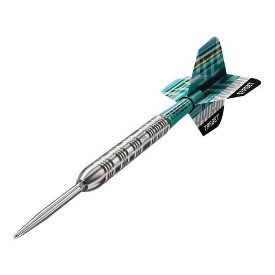 Target Hydro 02 Swiss Point steel darts Das Bild zeigt die Target Hydro 02 Swiss Point Steeldarts. Die Steeldarts sind deutlich und detailreich abgebildet.