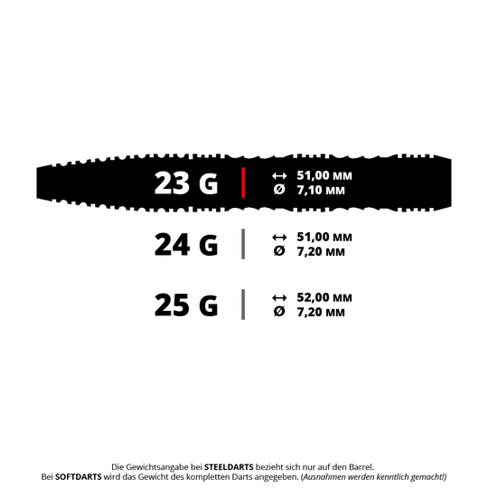 Shot Alchemy Mythril steel darts Das Bild zeigt einen Shot Alchemy Mythril Steeldart mit einem Gewicht von 23 Gramm. Es handelt sich um einen hochwertigen Dartpfeil für Steeldart-Spiele.