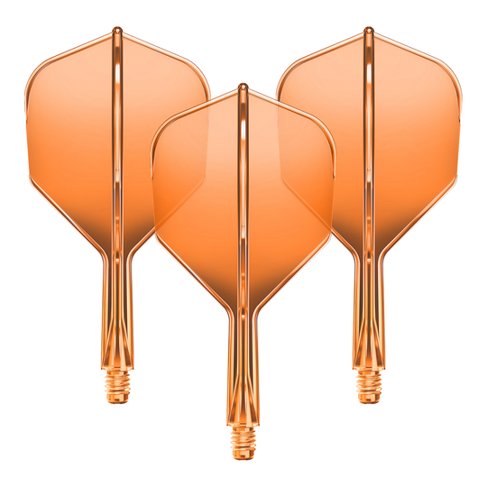 Gezeigt wird ein Flight-Shaft-System für Darts in Neonorange mit einer Länge von 19mm. Das Set gehört vermutlich zur GOAT A1R No6 Serie.