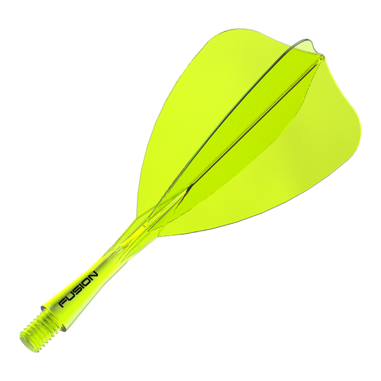 Winmau Fusion Flight Shaft System Arrow Neon Yellow Abgebildet ist ein einzelner neon-gelber Dart-Schaft und -Flight des Winmau Fusion Flight Shaft Systems Arrow 22mm. Dieses Zubehör ist für den Dartsport geeignet.