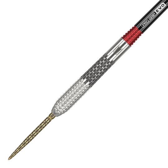 Target Stephen Bunting GEN5 Swiss Point Steel Darts Das Bild zeigt einen Target Stephen Bunting GEN5 Swiss Point Steeldart. Der Dartpfeil hat eine silberne Metallspitze und ein modernes, strukturiertes Griffdesign.