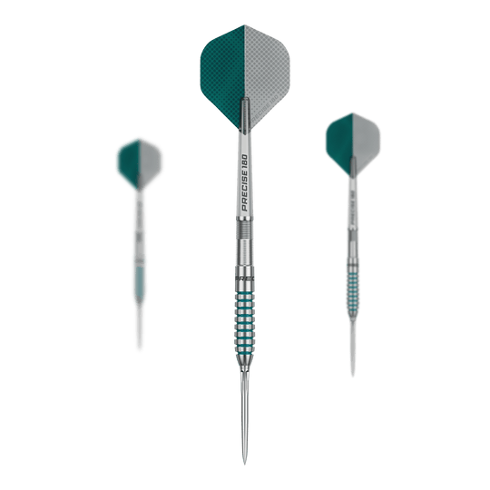 Precise 180 MRV1 Steeldarts Auf dem Bild sieht man die Precise 180 MRV1 Steeldarts - 23g als Set. Das Set ist für das Dartspiel konzipiert.