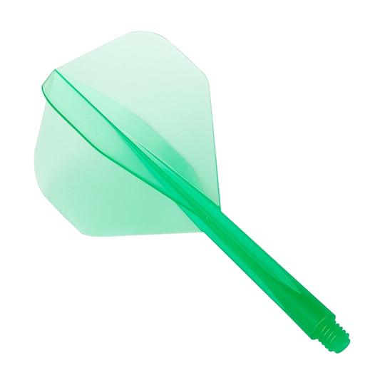 CO-0109_Condor_Zero_Stress_ClearGreen_Flight_System_Standard_1 Das Bild zeigt ein transparentes, grünes Dart-Flight-System der Marke Condor. Es handelt sich um das Modell "Zero-Stress Clear Green Flight System Standard".