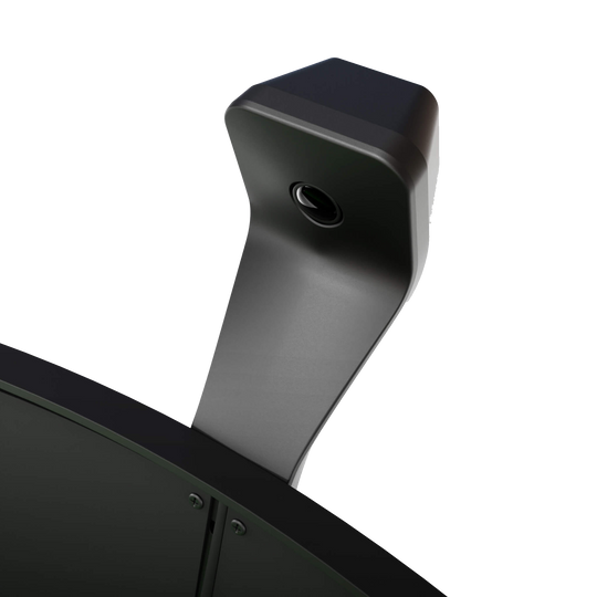 Auf dem Bild ist das Produkt "Scolia Home 2 FLEX – Electronic Score System" zu sehen. Es handelt sich um ein modernes elektronisches Punktesystem, das über einer runden Fläche montiert ist.