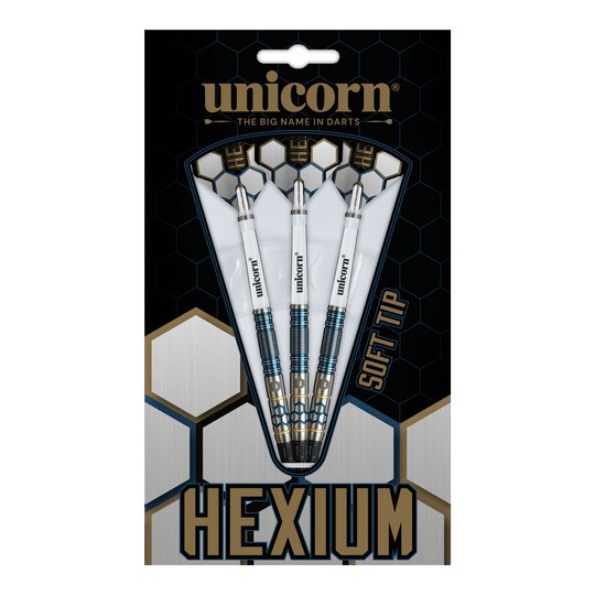 Unicorn Hexium Style 02 Blue & Gold Soft Darts - 21g Unicorn Hexium Style 02 Blue & Gold Softdarts - 21g besticht durch sein modernes Design. Die stilvollen Softdarts sind ideal für Dartbegeisterte.