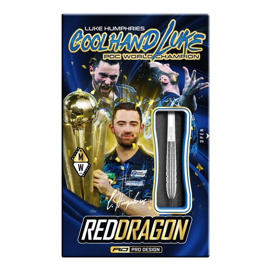 Red Dragon Luke Humphries TX1 Pioneer steel darts Die Abbildung zeigt die Red Dragon Luke Humphries TX1 Pioneer Steeldarts. Es handelt sich um hochwertige Steeldarts für professionelle Dartspieler.