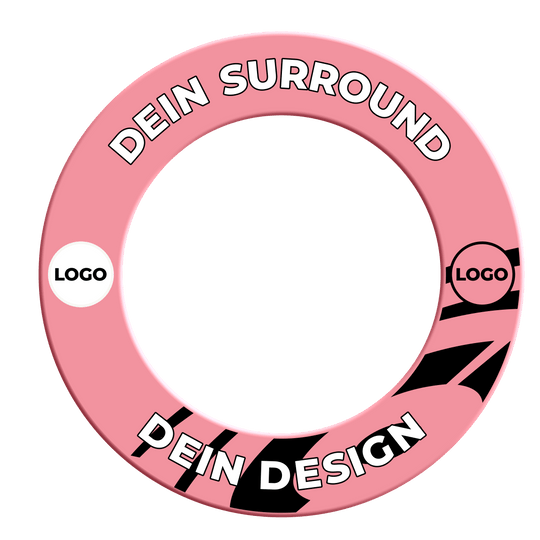 Dartboard surround with your design Das Bild zeigt ein Dartboard Surround in Pink. Der Dateiname ist 'MSF-Pink_Dartboard_Surround_Wunschdruck_Pink_2'.