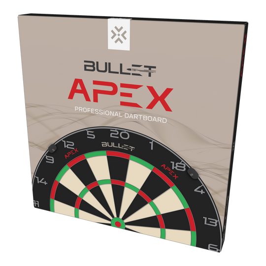 Abgebildet ist das Bullet Apex Steeldartboard. Das Produkt wird aus einer anderen Perspektive gezeigt.