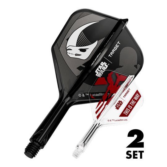 Target Star Wars K-Flex Set Mandalorian No6 Flights Zwei Dart-Flügel-Sets mit Mandalorianer-Design, bekannt aus Star Wars. Die Flights sind 19 mm groß und für Dartpfeile geeignet.
