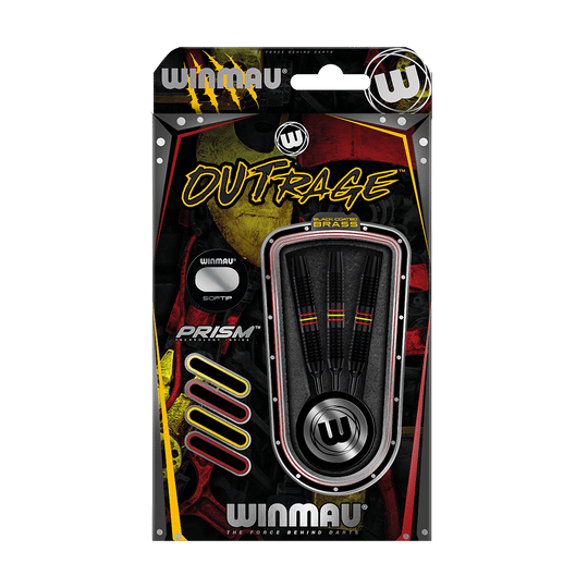 Winmau Outrage V1 Black Coated Brass Soft Darts - 18g