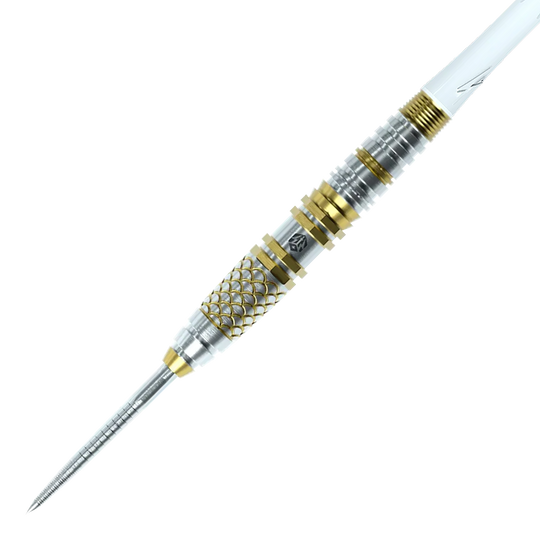 Zu sehen sind die Caliburn Players Darts Lee Soon An Gold Spear Steeldarts mit 23 Gramm. Sie bestechen durch ihr goldfarbenes Design und ihre hochwertige Verarbeitung.