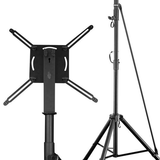 67909_Bulls_Vibex_H_Dartboard_St-nder_3 Der Bulls Vibex H Dartboard Ständer ist ein stabiler, höhenverstellbarer Ständer für Dartboards. Er besteht aus Metall und hat ein dreibeiniges Gestell für sicheren Stand.