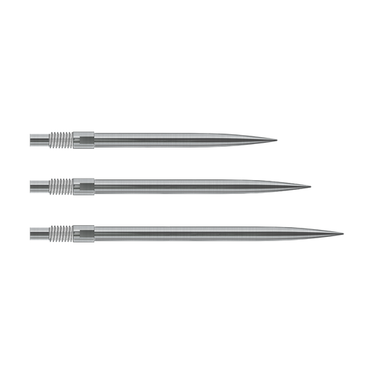 Harrows Quick Point Dart Tips - Silver Das Bild zeigt silberne Harrows Quick Point Dartspitzen. Sie sind für Dartspieler zum einfachen Wechsel der Spitzen gedacht.