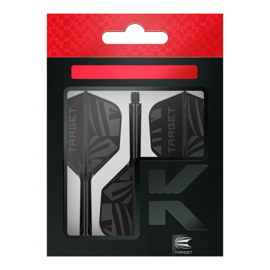 Target K-Flex Black No6 Flights Dargestellt sind Target K-Flex Black No6 Flights. Diese Flights verbessern die Stabilität beim Dartspiel.