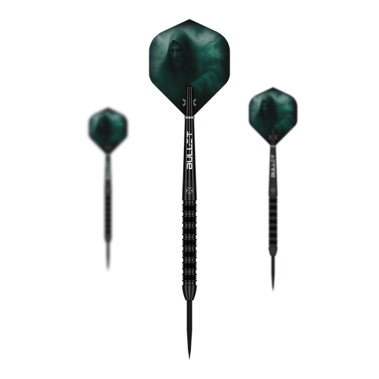 Bullet Shadow steel darts Abgebildet ist das Set Bullet Shadow Steeldarts. Das Set besteht aus mehreren Steeldarts mit elegantem Aussehen.