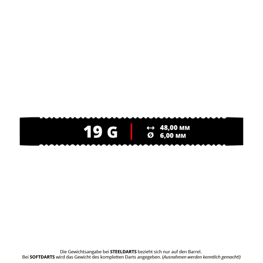 Mission Kaleidos soft darts - 19g Das Bild zeigt die Mission Kaleidos Softdarts mit 19 Gramm Gewicht. Die Softdarts werden aus einer nahen Perspektive präsentiert.
