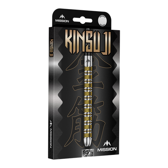 Abgebildet sind die Mission Kinsuji Steeldarts. Der Dartpfeil ist aus nächster Nähe zu sehen.