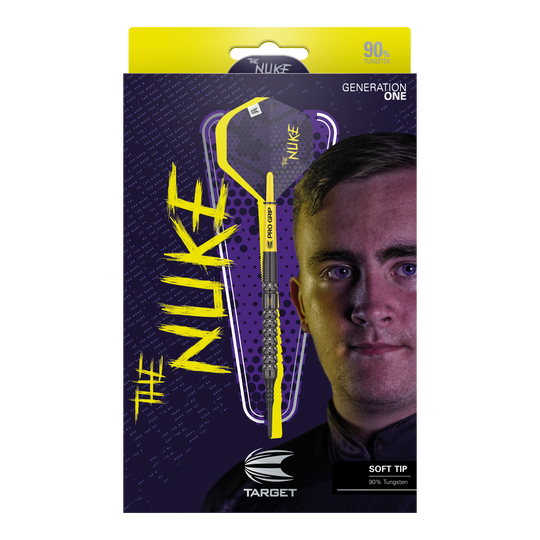 Target Luke Littler GEN1 Soft Darts - 19g Das Bild zeigt ein Dart-Produkt. Auf dem Bild ist '210324_Target_Luke_Littler_GEN1_Softdarts_3_(1)' als Dateiname angegeben.