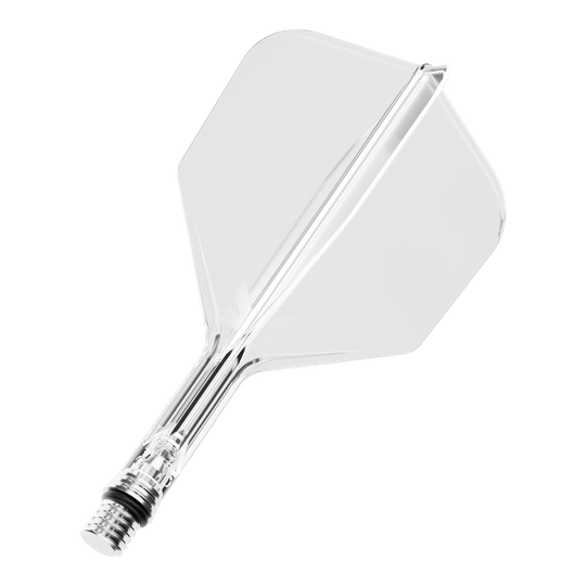Target K-Shift No6 Flights - Clear Ein Target KShift No6 Dart-Flight in klarer Ausführung, 19 mm lang. Das Produkt ist transparent und einzeln abgebildet.