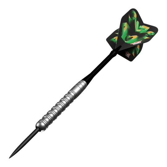 Bulls NL Chaos Green Steel Darts - 24g Das Bild zeigt die Bulls NL Chaos Green Steeldarts - 24g. Die grünen Steeldarts sind nebeneinander angeordnet.